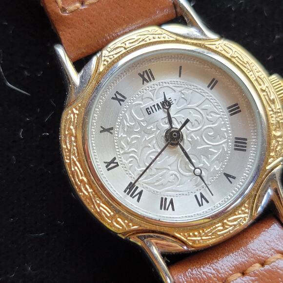 Vintage Gitano Quartz Watch Brown Braided Band Roman Dial Retro Gift for Her - Picture 1 of 10